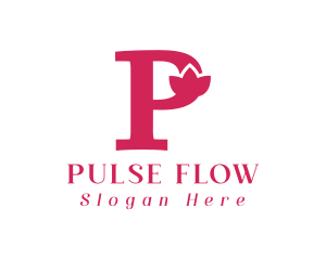 Pink Flower Letter P logo design