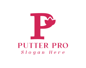 Pink Flower Letter P logo design