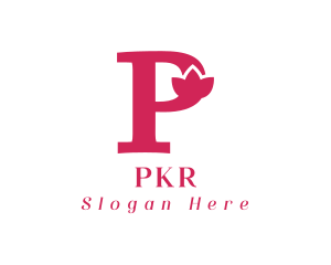 Pink Flower Letter P logo design