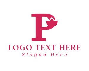 Initial - Pink Flower Letter P logo design