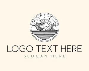 Beach - Minimalist Ocean Waves logo design