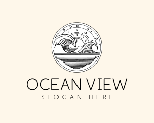 Minimalist Ocean Waves logo design