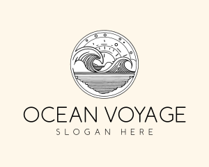 Minimalist Ocean Waves logo design