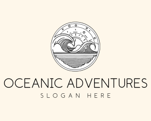 Minimalist Ocean Waves logo design