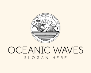 Minimalist Ocean Waves logo design