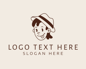 Drawing - Girl Hat Tongue Character logo design