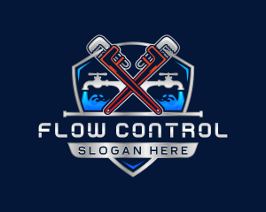 Pipe Wrench Plumbing logo design