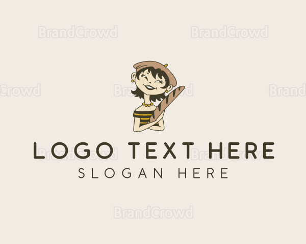 Baguette Bread Woman Logo