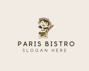 Baguette Bread Woman logo design