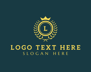 Exclusive - Crown Wreath Regal Shield logo design