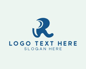 Blue - Letter R Bite logo design