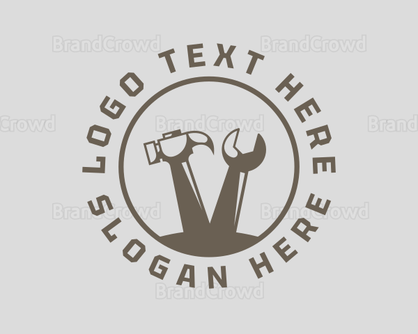 Brown Tools Hammer & Wrench Logo