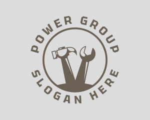 Maintenance Crew - Brown Tools Hammer & Wrench logo design