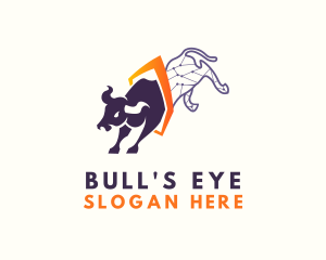 Bull Wireframe Shield logo design