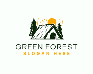 Woods - Camp Cabin Tent logo design