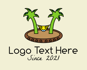 Beach - Tropical Beach Hammock logo design