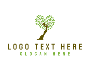 Vegetarian - Tree Heart Woman logo design