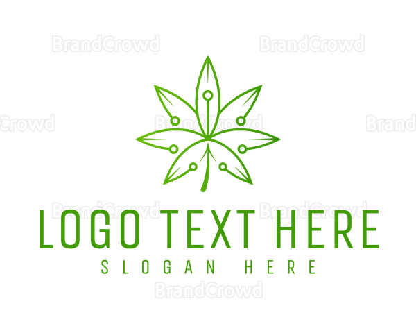 Technology Weed Leaf Logo