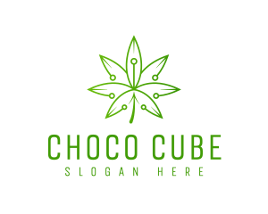 Technology Weed Leaf Logo