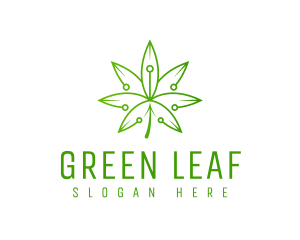 Technology Weed Leaf logo design