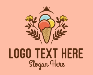 Ice Cream Cone - Flower Ice Cream logo design