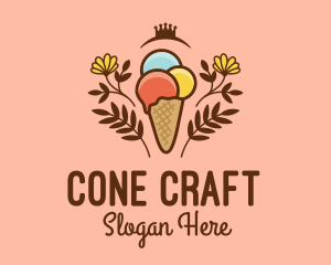 Cone - Flower Ice Cream logo design