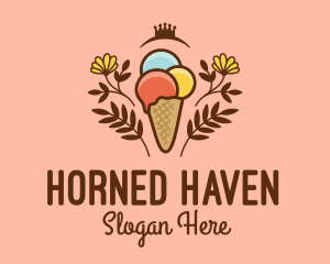 Flower Ice Cream  logo design