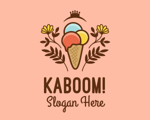Flower Ice Cream  logo design