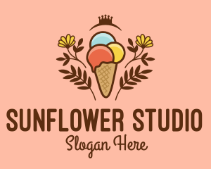 Sunflower - Flower Ice Cream logo design