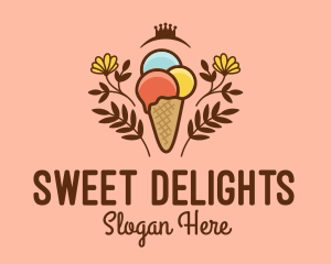 Flower Ice Cream  logo design