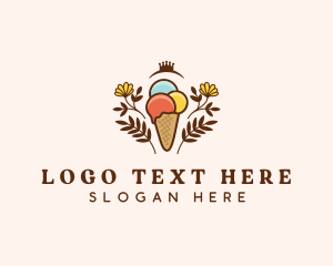 Flower Ice Cream  logo design