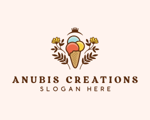 Flower Ice Cream  logo design