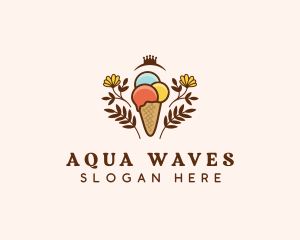 Flower Ice Cream  logo design