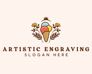 Flower Ice Cream  logo design