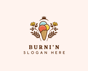 Flower Ice Cream  logo design