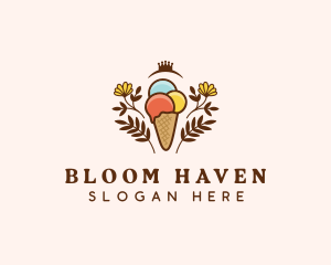 Flower Ice Cream  logo design