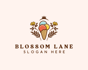 Flower Ice Cream  logo design