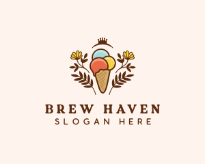 Flower Ice Cream  logo design