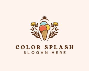 Flower Ice Cream  logo design