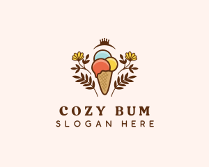 Flower Ice Cream  logo design