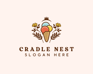 Flower Ice Cream  logo design