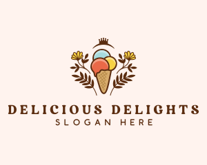 Flower Ice Cream  logo design