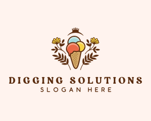 Flower Ice Cream  logo design