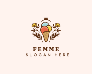 Flower Ice Cream  logo design