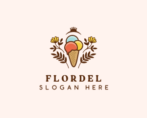 Flower Ice Cream  logo design