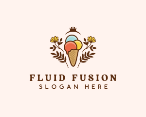 Flower Ice Cream  logo design