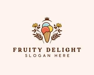 Flower Ice Cream  logo design