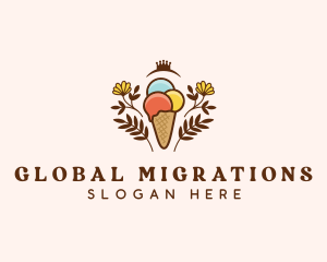 Flower Ice Cream  logo design