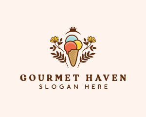 Flower Ice Cream  logo design