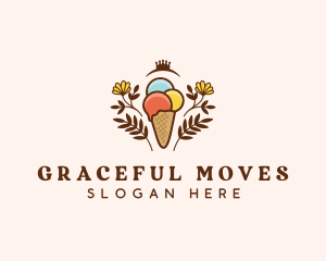 Flower Ice Cream  logo design